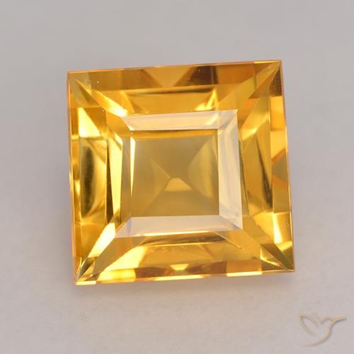 2.91ct Natural Dorado medio Citrino, Cuadrado, VVS-VS