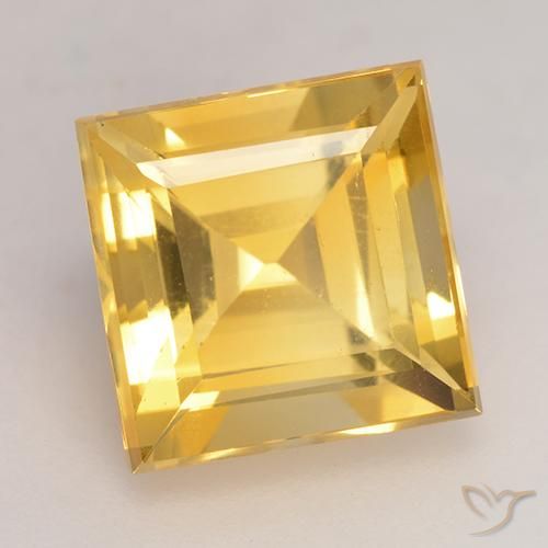 Citrino Dorado claro natural de 3.71 ct, Cuadrado, VS