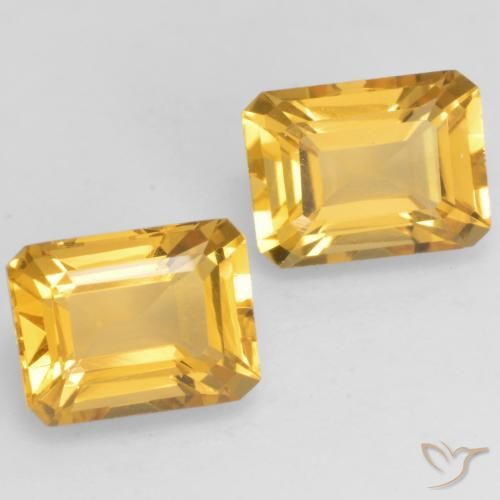 Gemas de Citrino Dorado natural de 3.43 ct, Corte Octágono / Esmeralda, VVS-VS