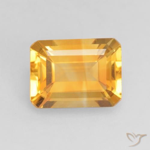 1.39ct Natural Naranja dorado intenso Citrino, corte esmeralda, VVS-VS