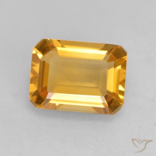 1.52ct Natural Naranja dorado intenso Citrino, corte esmeralda, VVS-VS