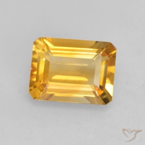 1.44ct Natural Naranja dorado intenso Citrino, corte esmeralda, VVS-VS