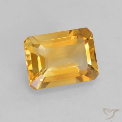 Citrino Naranja dorado intenso natural de 1.44 ct, Corte Octágono / Esmeralda, VVS-VS