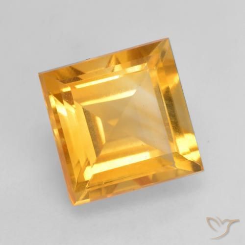Citrino Naranja dorado intenso natural de 1.81 ct, Cuadrado, VS