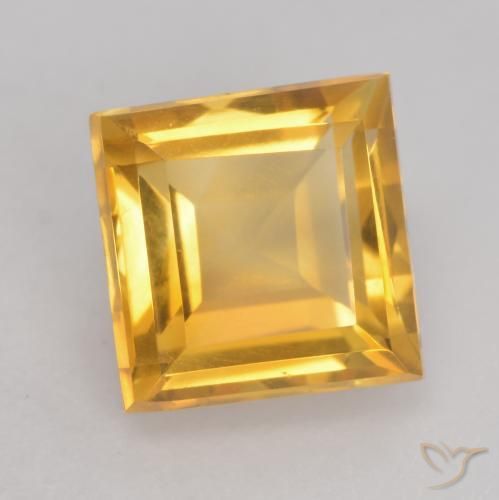 Citrino Naranja dorado intenso natural de 1.64 ct, Cuadrado, VVS-VS