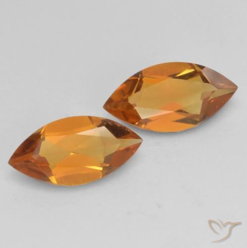 Gemas de Citrino Naranja medio natural de 0.89 ct, Marquesa, VVS-VS