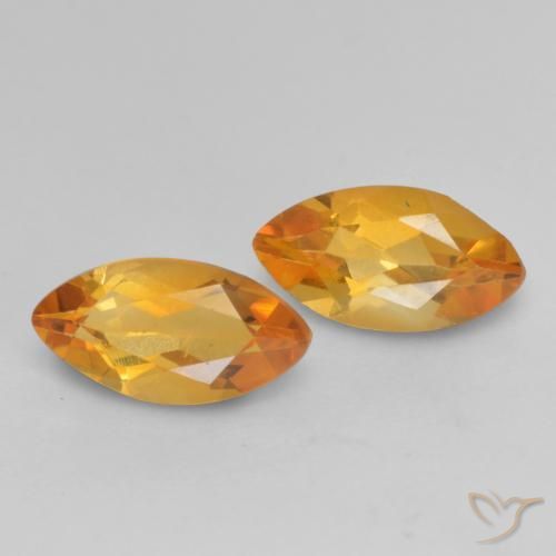 Gemas de Citrino Naranja medio natural de 0.95 ct, Marquesa, VVS-VS
