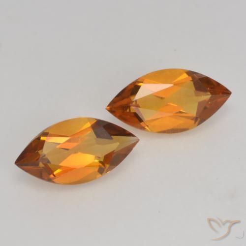 Gemas de Citrino Naranja medio natural de 0.97 ct, Marquesa, VVS-VS