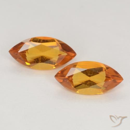 0.93ctw Natural Naranja oscuro Citrino, Marquesa, VVS-VS