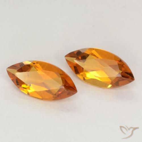 Gemas de Citrino Naranja oscuro natural de 0.93 ct, Marquesa, VVS-VS