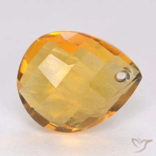 Citrino Dorado naranja claro medio natural de 3.84 ct, En forma de pera, VVS-VS