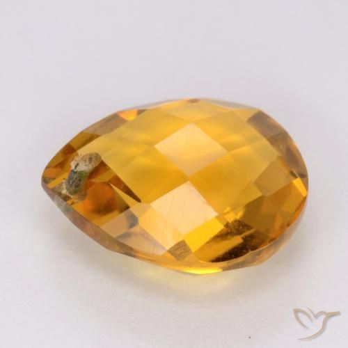 Citrino Dorado naranja claro medio natural de 3.84 ct, En forma de pera, VVS-VS