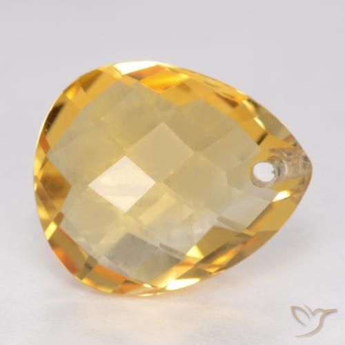 Citrino Dorado medio natural de 3.50 ct, En forma de pera, VVS-VS
