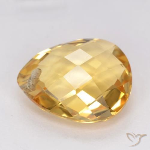 Citrino Dorado medio natural de 3.50 ct, En forma de pera, VVS-VS