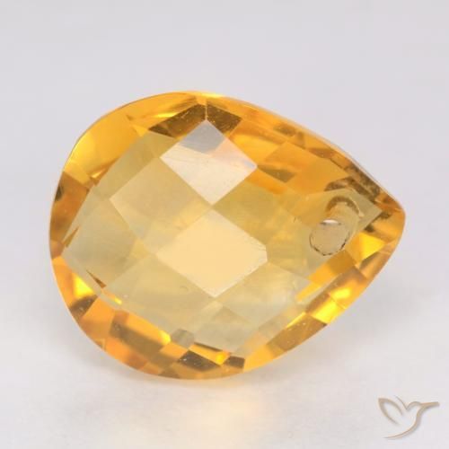 Citrino Dorado naranja claro medio natural de 3.76 ct, En forma de pera, VVS-VS