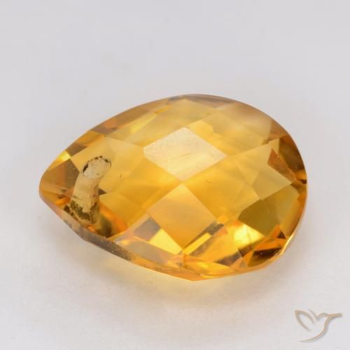 Citrino Dorado naranja claro medio natural de 3.76 ct, En forma de pera, VVS-VS