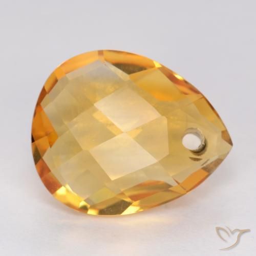 Citrino Dorado naranja oscuro natural de 3.46 ct, En forma de pera, VVS-VS