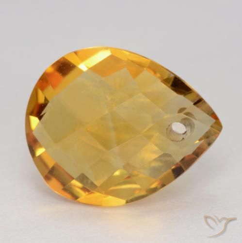 Citrino Dorado naranja oscuro natural de 3.37 ct, En forma de pera, VVS-VS