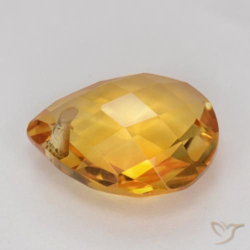 Citrino Dorado naranja oscuro natural de 3.37 ct, En forma de pera, VVS-VS