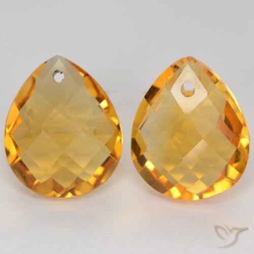 7.39ctw Natural Naranja dorado intenso Citrino, En forma de pera, VVS-VS