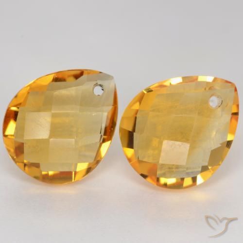 Gemas de Citrino Naranja dorado intenso natural de 7.39 ct, En forma de pera, VVS-VS