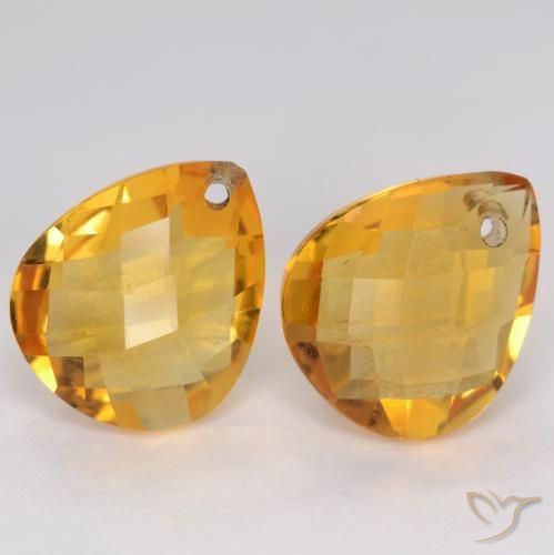 Gemas de Citrino Dorado oscuro natural de 7.21 ct, En forma de pera, VVS-VS