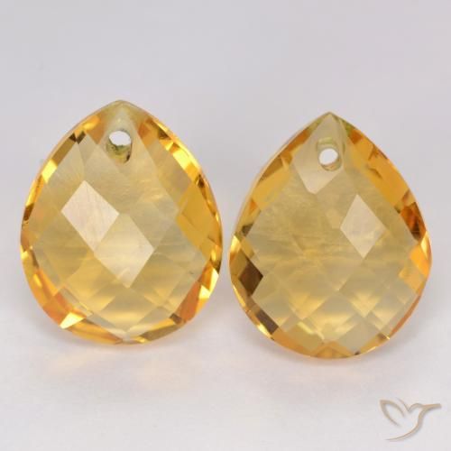 7.32ctw Natural Naranja dorado intenso Citrino, En forma de pera, VVS-VS, Photo A