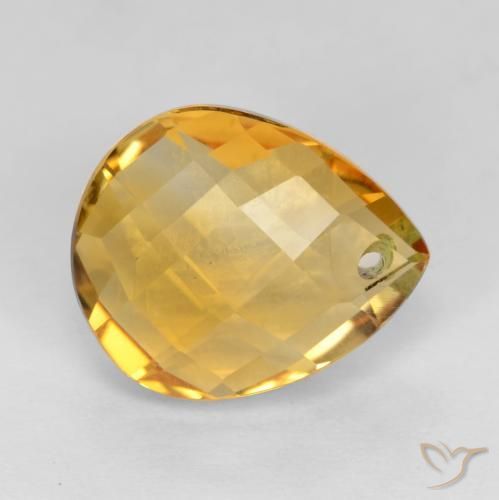 Citrino Naranja dorado intenso natural de 3.85 ct, En forma de pera, VVS-VS