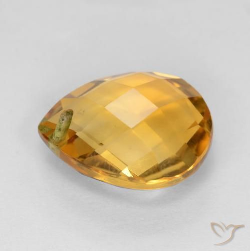 Citrino Naranja dorado intenso natural de 3.85 ct, En forma de pera, VVS-VS