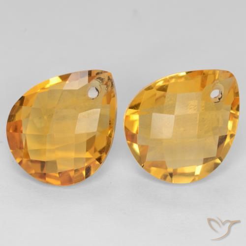 Gemas de Citrino Dorado oscuro natural de 7.39 ct, En forma de pera, VVS-VS