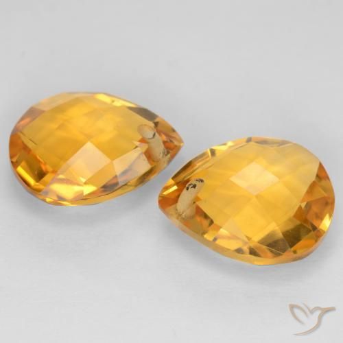 Gemas de Citrino Dorado oscuro natural de 7.39 ct, En forma de pera, VVS-VS