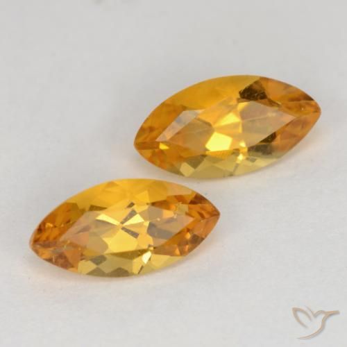 Gemas de Citrino Dorado naranja intenso natural de 1.08 ct, Marquesa, VS
