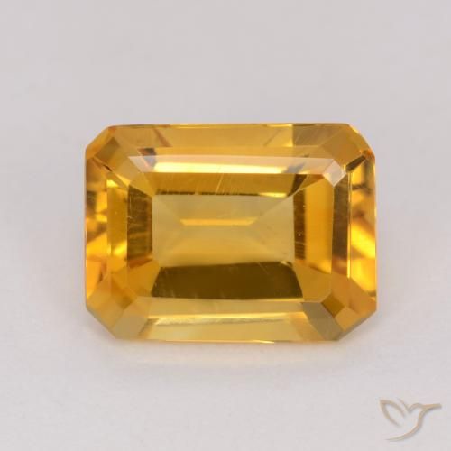 1.20ct Natural Naranja dorado intenso Citrino, corte esmeralda, VVS-VS