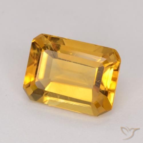 Citrino Naranja dorado intenso natural de 1.20 ct, Corte Octágono / Esmeralda, VVS-VS