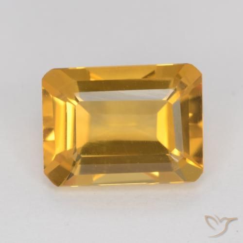 1.24ct Natural Naranja dorado intenso Citrino, corte esmeralda, VVS-VS