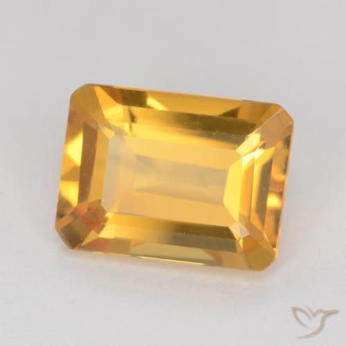 Citrino Naranja dorado intenso natural de 1.24 ct, Corte Octágono / Esmeralda, VVS-VS