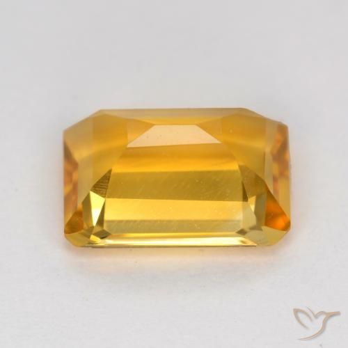 Citrino Naranja dorado intenso natural de 1.24 ct, Corte Octágono / Esmeralda, VVS-VS