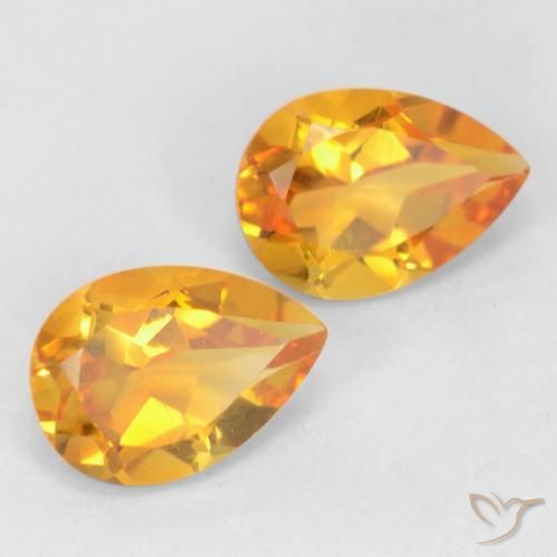 Gemas de Citrino Dorado naranja intenso natural de 1.33 ct, En forma de pera, VVS-VS