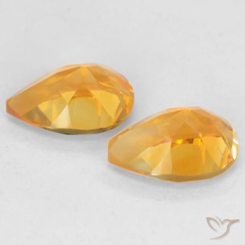 Gemas de Citrino Dorado naranja intenso natural de 1.33 ct, En forma de pera, VVS-VS