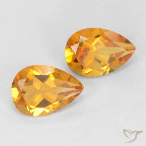 Gemas de Citrino Dorado naranja natural de 1.33 ct, En forma de pera, VVS-VS