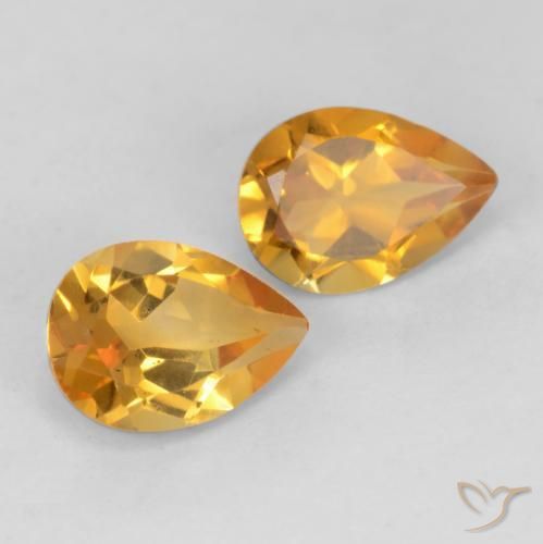 Gemas de Citrino Dorado naranja oscuro natural de 1.27 ct, En forma de pera, VVS-VS