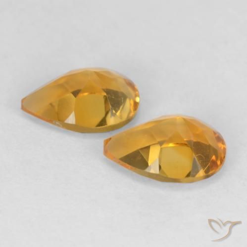 Gemas de Citrino Dorado naranja oscuro natural de 1.27 ct, En forma de pera, VVS-VS