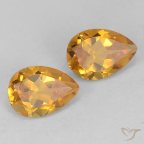 Gemas de Citrino Dorado naranja oscuro natural de 1.48 ct, En forma de pera, VS