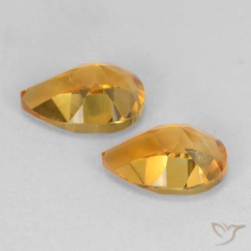 Gemas de Citrino Dorado naranja oscuro natural de 1.48 ct, En forma de pera, VS