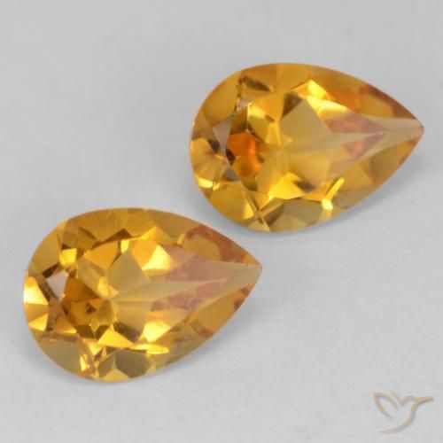 Gemas de Citrino Dorado naranja intenso natural de 1.28 ct, En forma de pera, VVS-VS