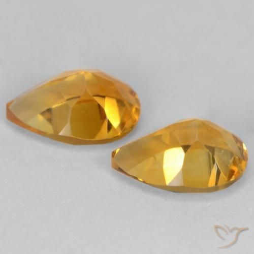 Gemas de Citrino Dorado naranja intenso natural de 1.28 ct, En forma de pera, VVS-VS