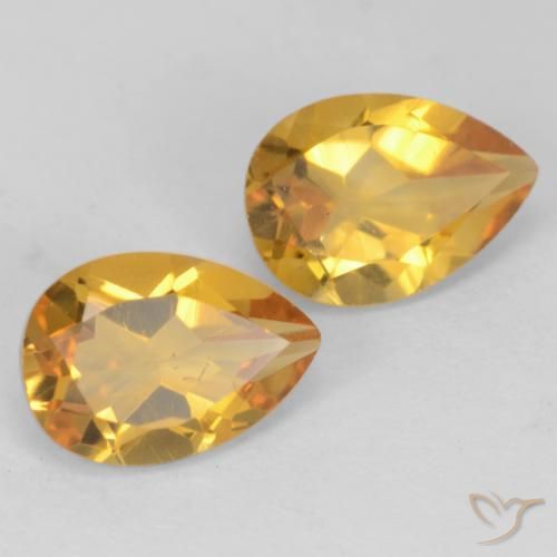 Gemas de Citrino Naranja dorado intenso natural de 1.39 ct, En forma de pera, VVS-VS