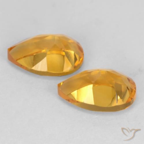 Gemas de Citrino Naranja dorado intenso natural de 1.39 ct, En forma de pera, VVS-VS