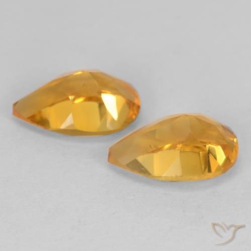 Gemas de Citrino Dorado naranja oscuro natural de 1.28 ct, En forma de pera, VVS-VS