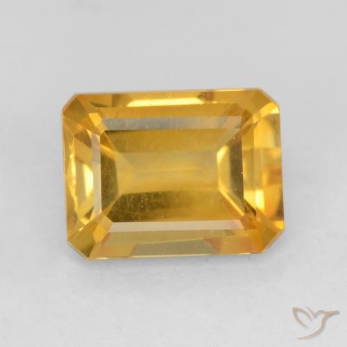 1.57ct Natural Dorado naranja Citrino, corte esmeralda, VVS-VS